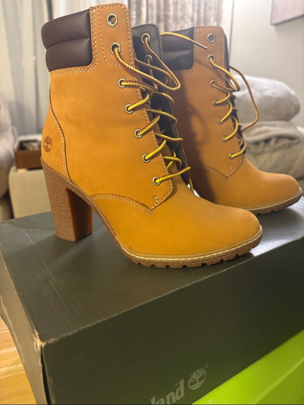 Timberland Women’s Wheat Lace-Up Block Heel Boots